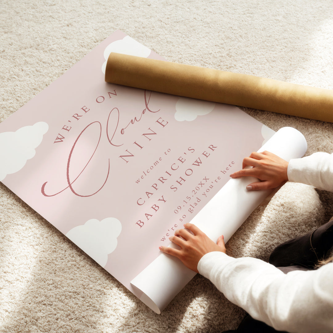 CAPRICE Pink On Cloud Nine Baby Girl Baby Shower Welcome Sign