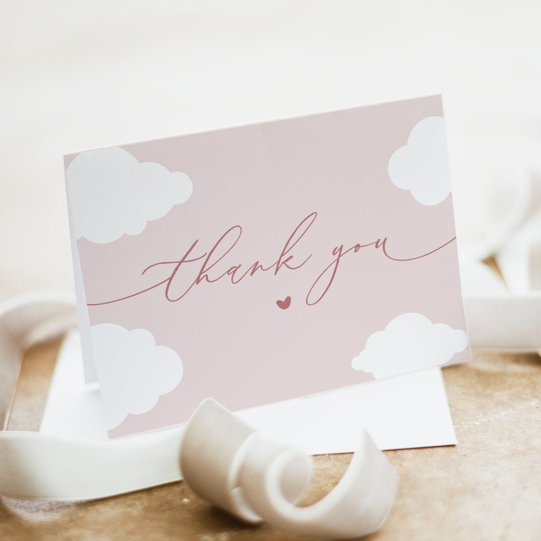 CAPRICE On Cloud Nine Pink Baby Girl Baby Shower Invitation Suite