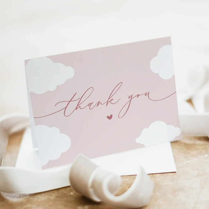 CAPRICE On Cloud Nine Pink Baby Girl Baby Shower Invitation Suite