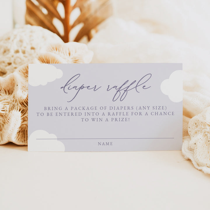 CAPRICE Cloud Nine Purple Baby Shower Diaper Raffle Cards