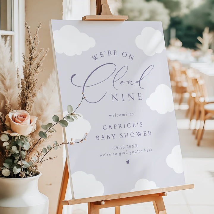 CAPRICE Purple On Cloud Nine Baby Girl Baby Shower Welcome Sign