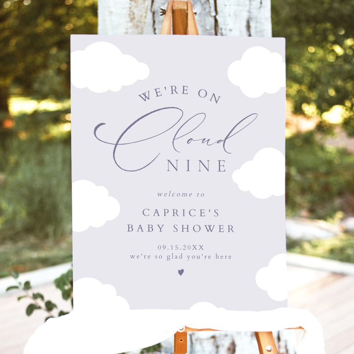 CAPRICE Purple On Cloud Nine Baby Girl Baby Shower Welcome Sign