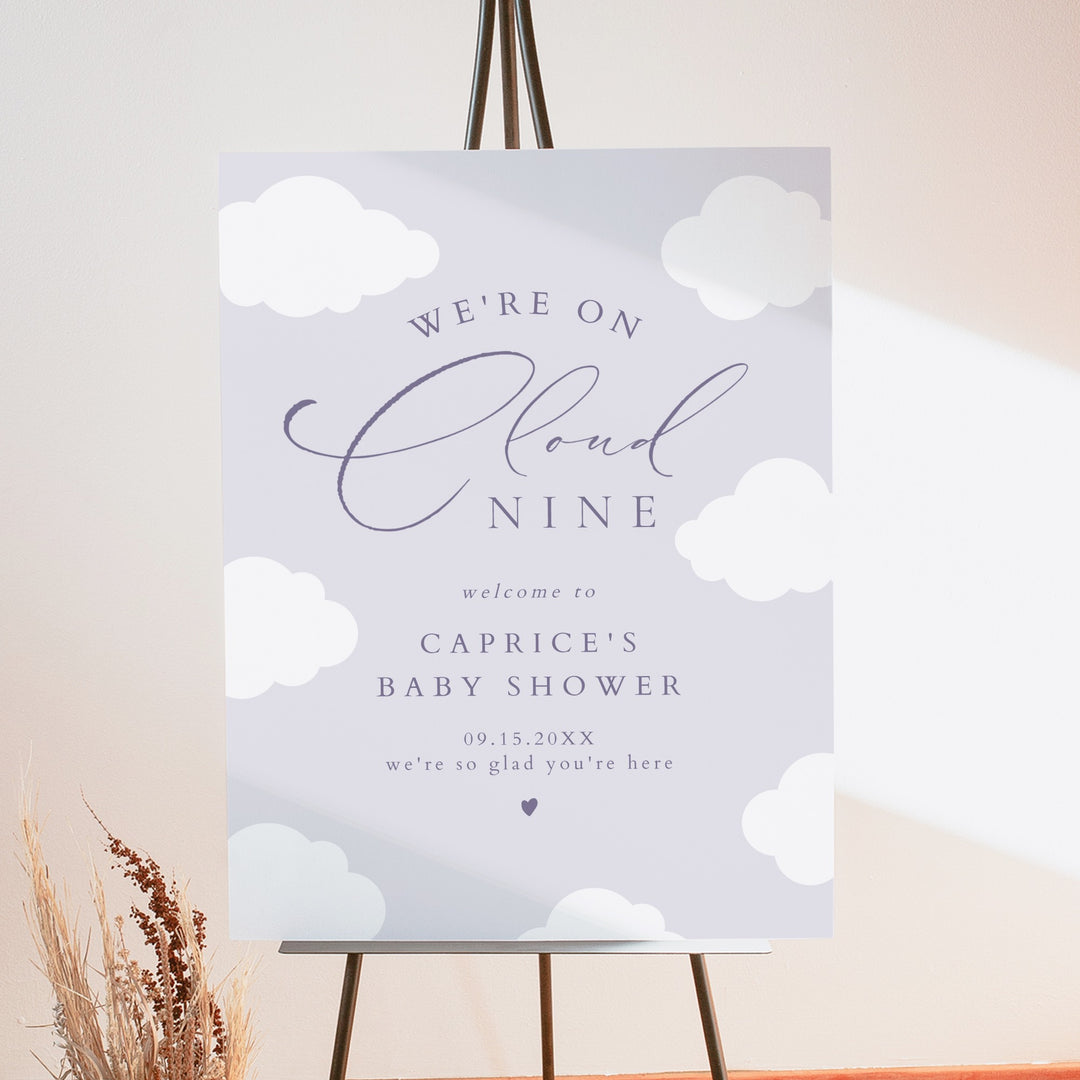 CAPRICE Purple On Cloud Nine Baby Girl Baby Shower Welcome Sign
