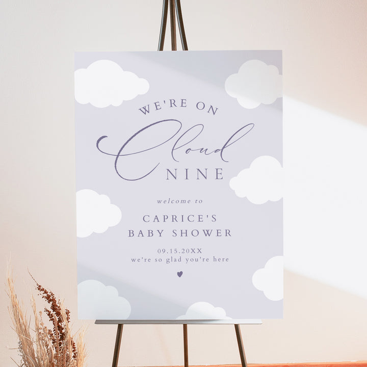 CAPRICE Purple On Cloud Nine Baby Girl Baby Shower Welcome Sign
