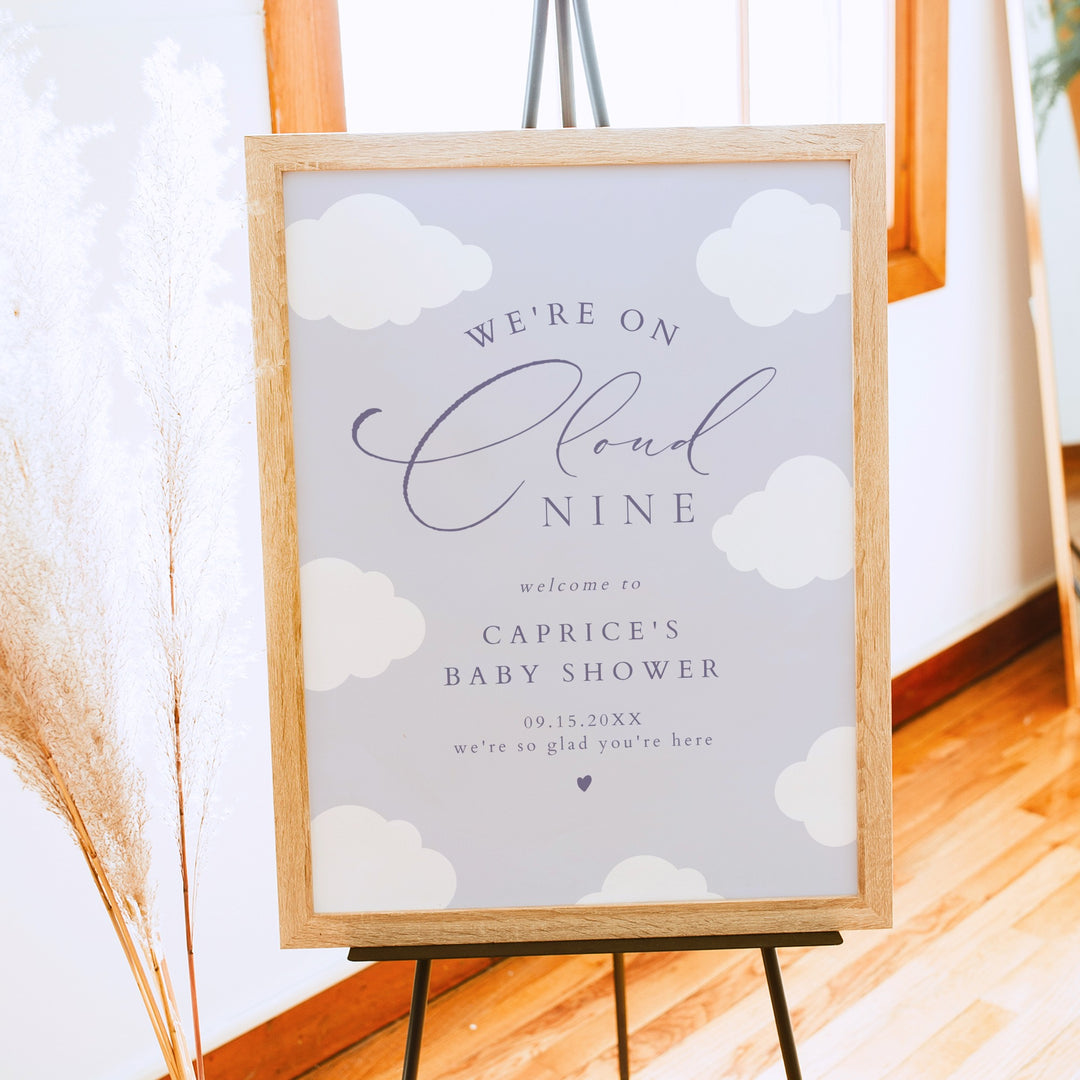 CAPRICE Purple On Cloud Nine Baby Girl Baby Shower Welcome Sign