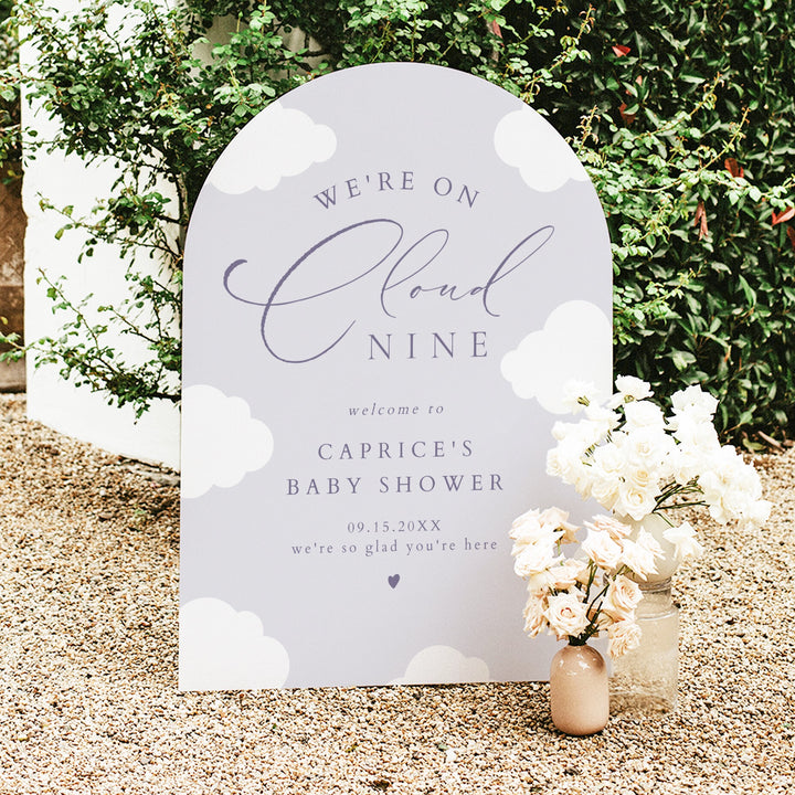 CAPRICE Purple On Cloud Nine Baby Girl Baby Shower Welcome Sign