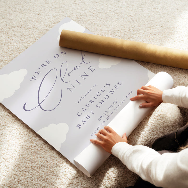 CAPRICE Purple On Cloud Nine Baby Girl Baby Shower Welcome Sign