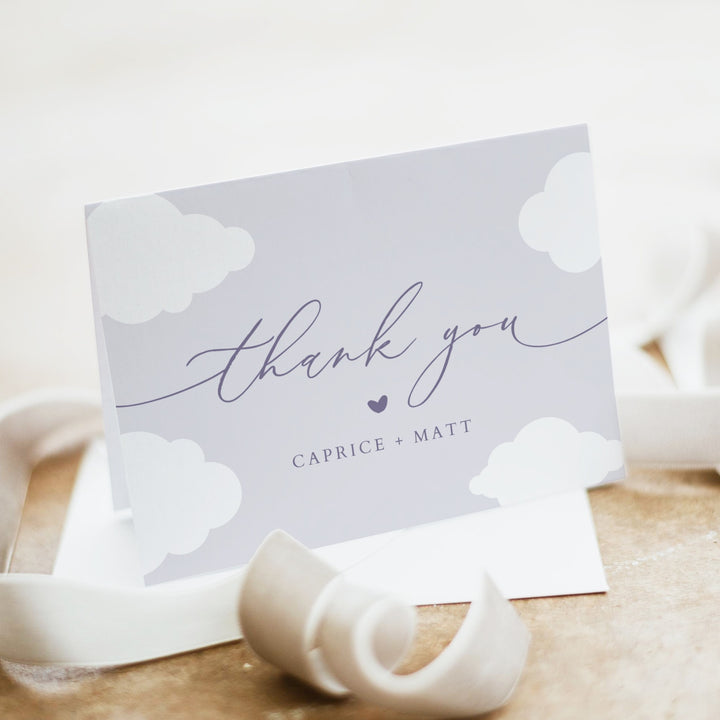 CAPRICE On Cloud Nine Purple Baby Girl Baby Shower Invitation Suite