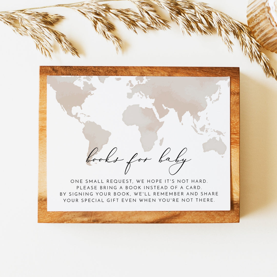 CARMEN Adventure Begins Neutral World Map Baby Shower Books for Baby Card