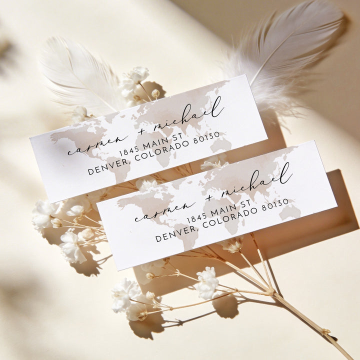 CARMEN Neutral World Map Destination Return Address Label