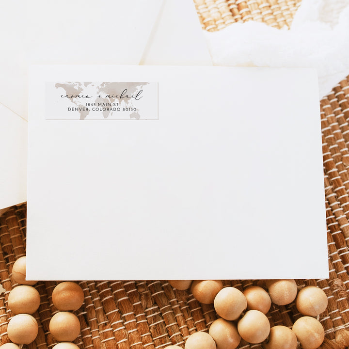 CARMEN Neutral World Map Destination Return Address Label