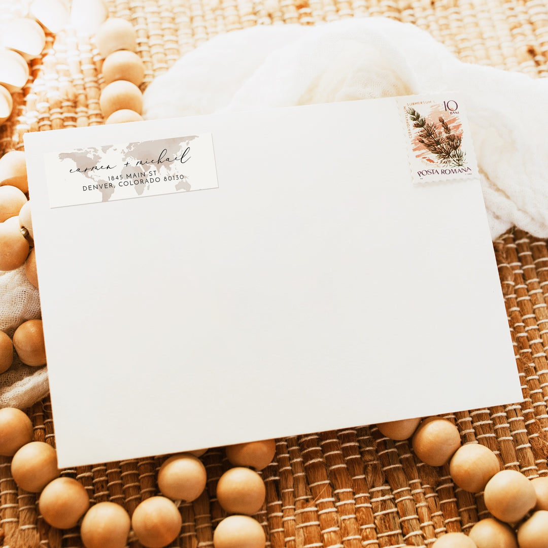 CARMEN Neutral World Map Destination Return Address Label