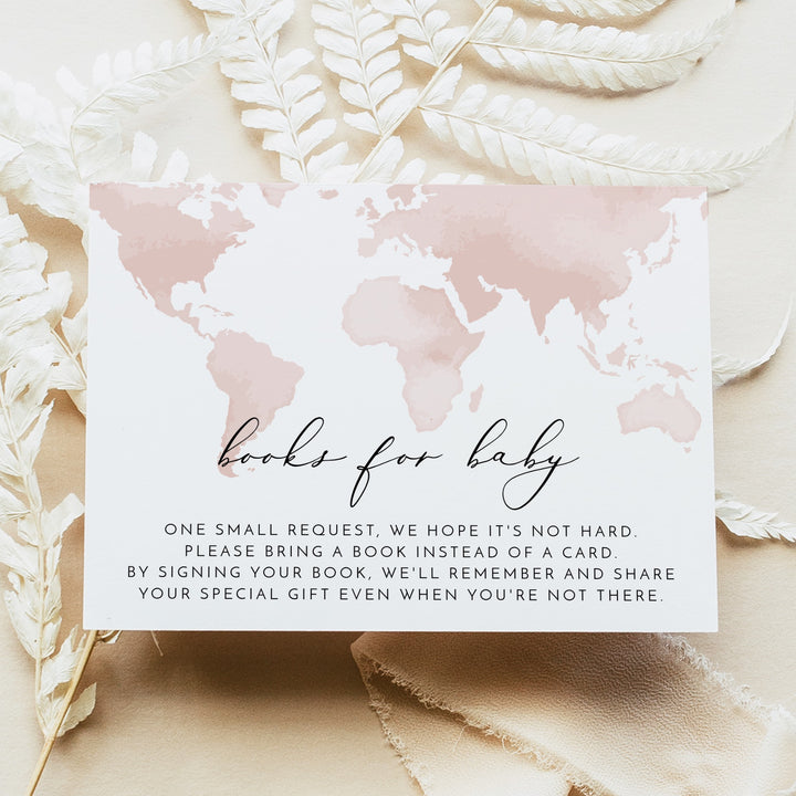 CARMEN Adventure Begins Pink World Map Baby Shower Invitation Suite