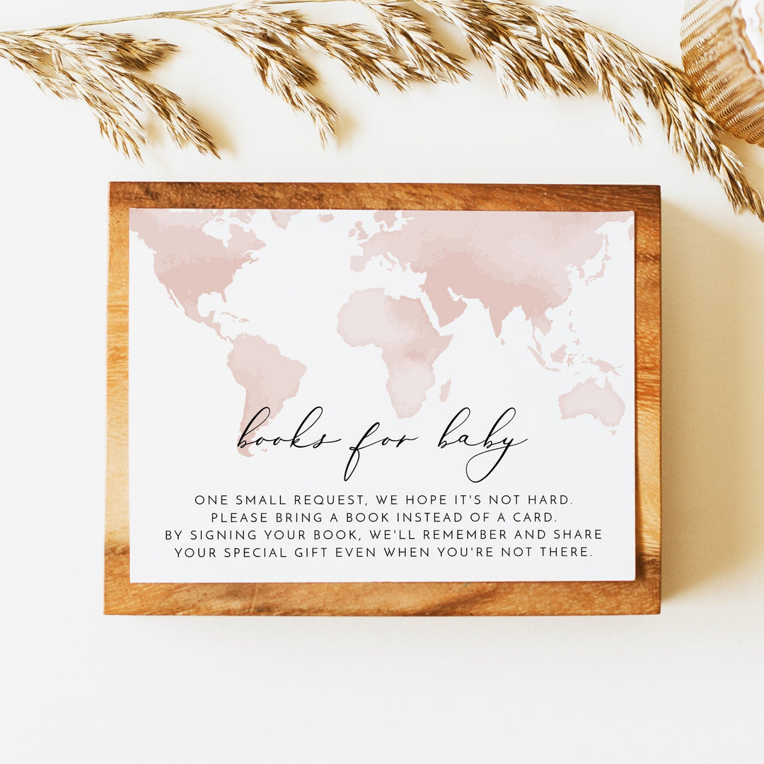 CARMEN Adventure Begins Pink World Map Baby Shower Books for Baby Card