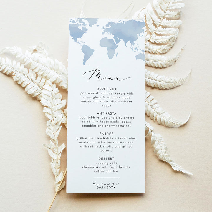 CARMEN Dusty Blue Map Destination Table Menu