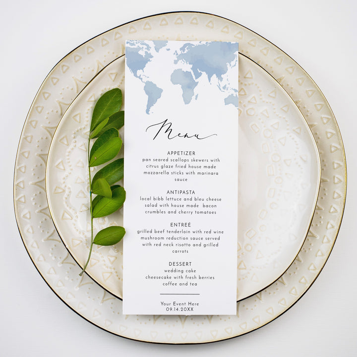 CARMEN Dusty Blue Map Destination Table Menu