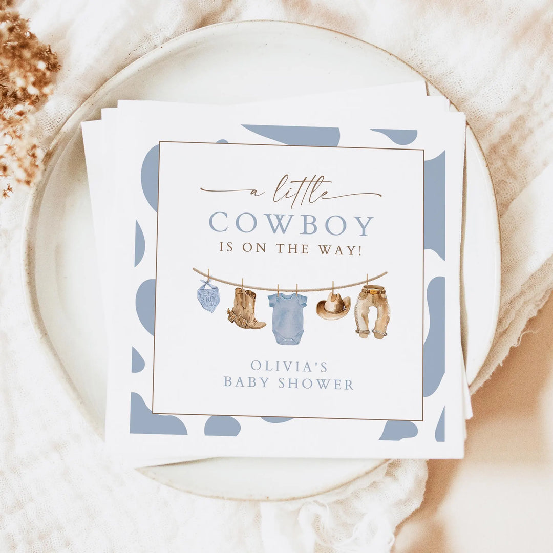 CLINT Personalized Cowboy Baby Shower Napkins