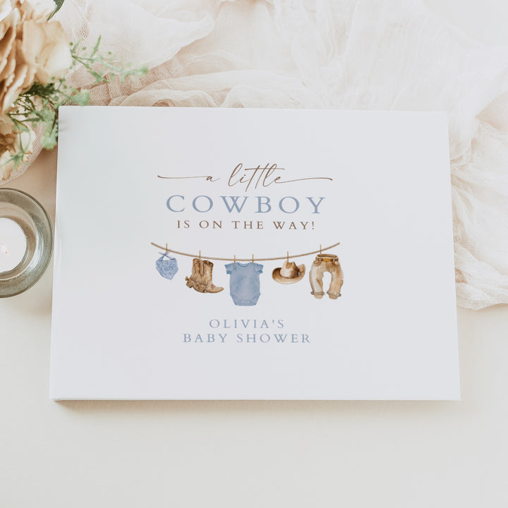 CLINT Little Cowboy Western Baby Shower Guest Book Keepsake