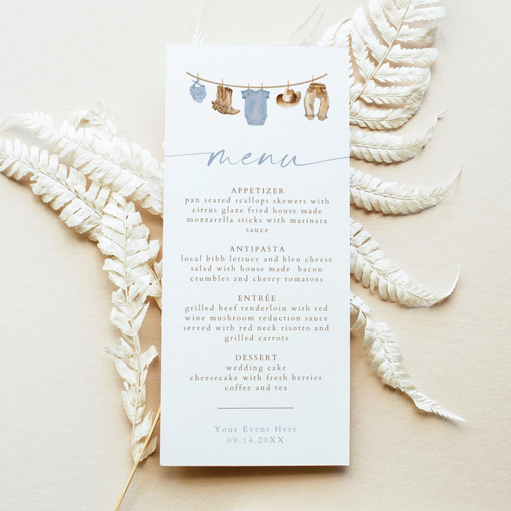 CLINT Little Cowboy Clothesline Western Menu Cards