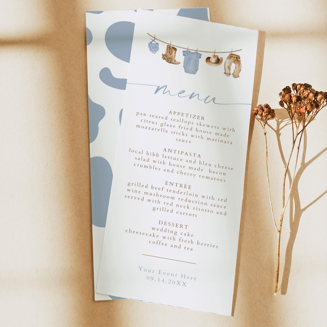 CLINT Little Cowboy Clothesline Western Menu Cards