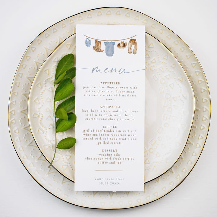 CLINT Little Cowboy Clothesline Western Menu Cards