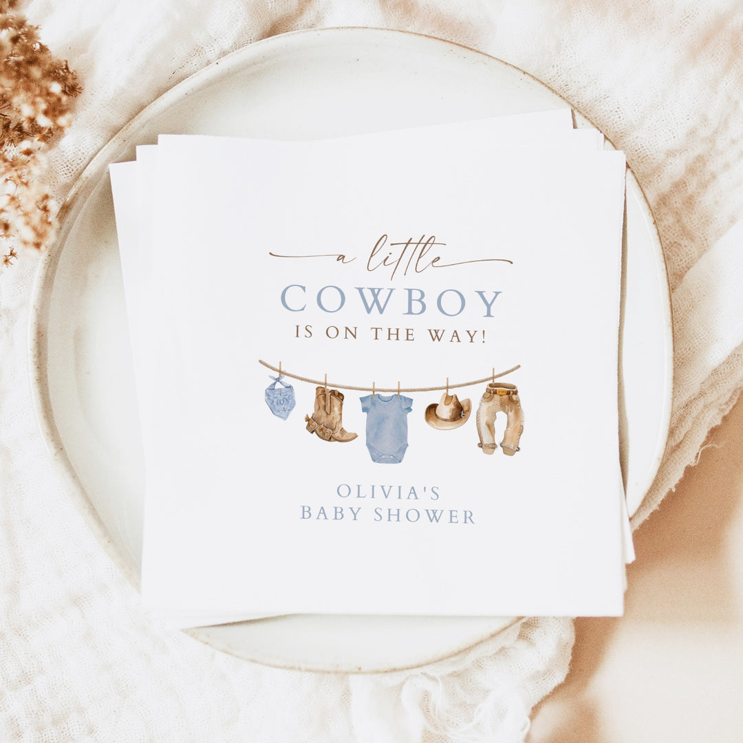 CLINT Personalized Western Cowboy Baby Shower Napkins