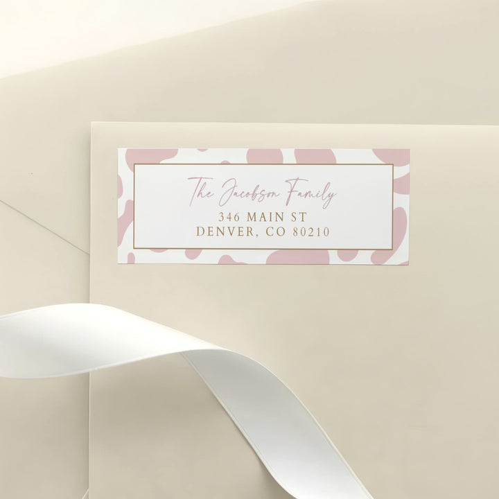 DOLLIE Little Cowgirl On the Way Western Cow Print Baby Shower Return Address Stickers