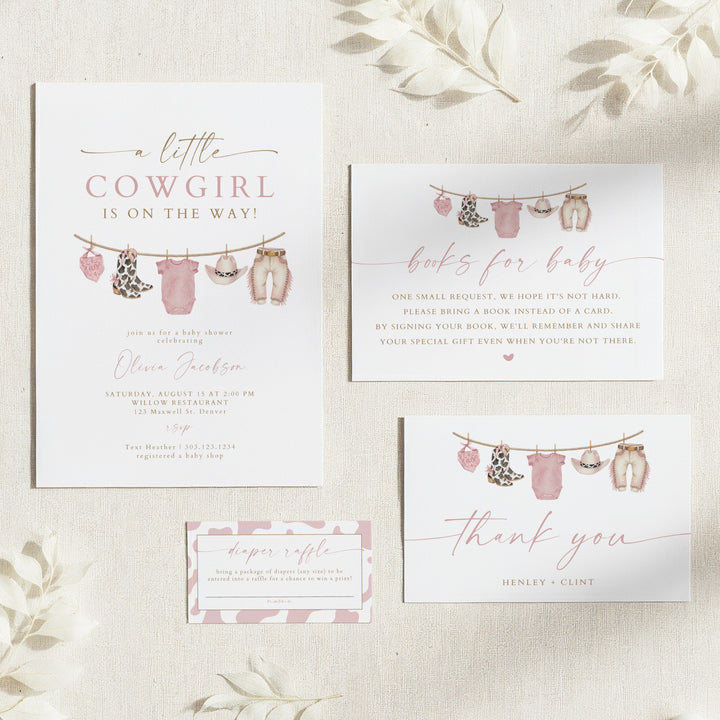 DOLLIE Little Cowgirl On the Way Western Rodeo Baby Shower Invitation Suite