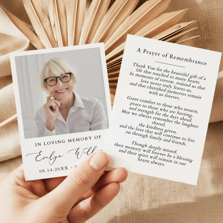 EVELYN Memorial Prayer Card with Photo