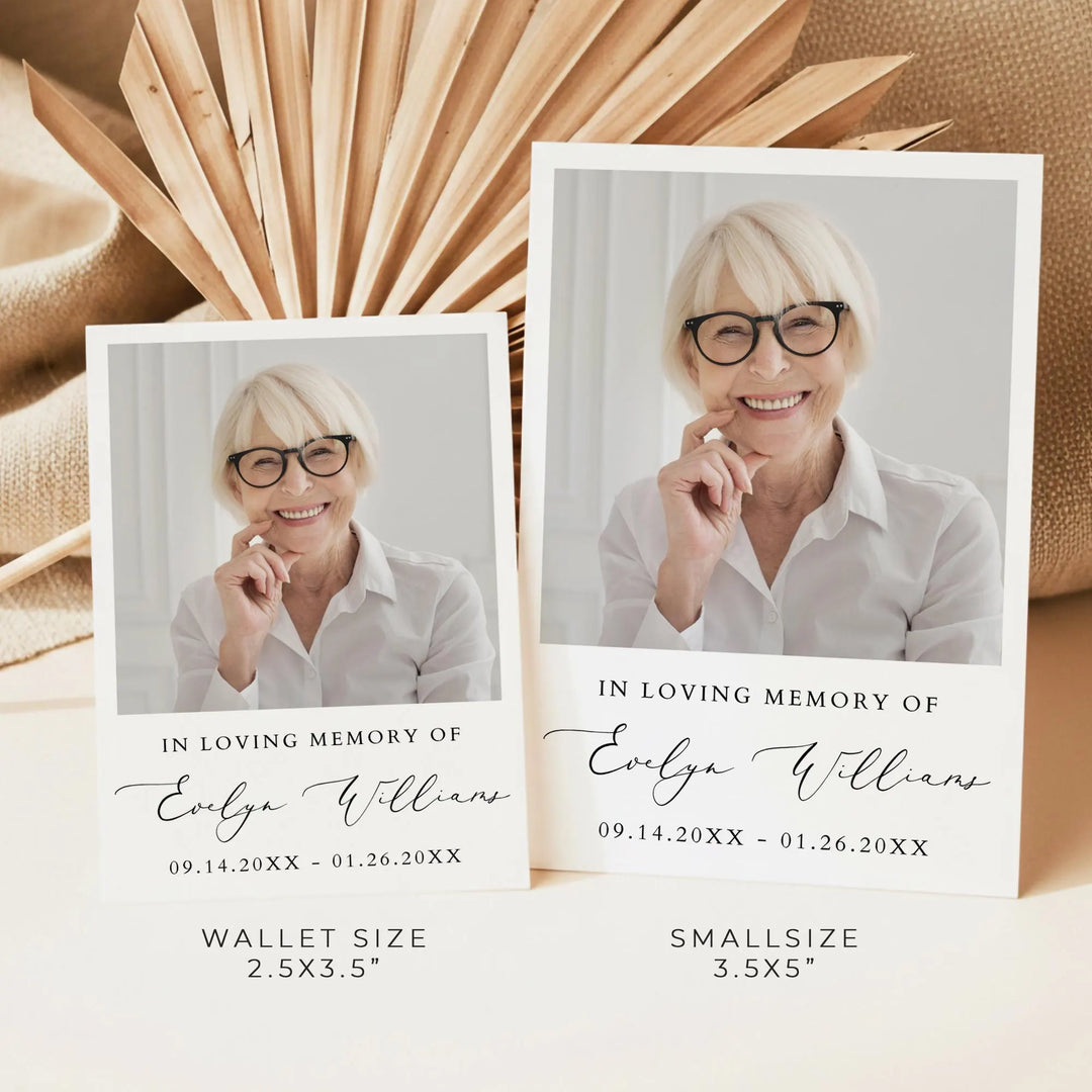 EVELYN Memorial Prayer Card with Photo
