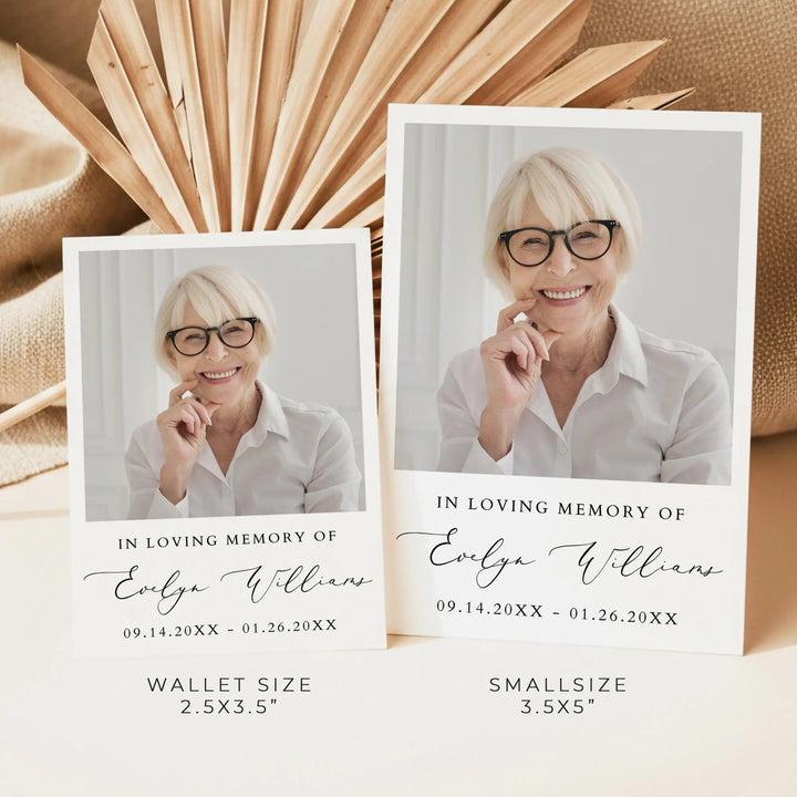 EVELYN Memorial Prayer Card with Photo