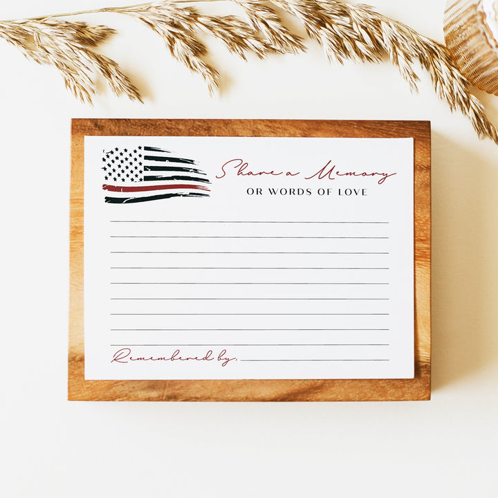 FIREFIGHTER Thin Red Line Firefighter Memorial Share A Memory Funeral Card