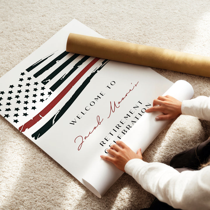 FIREFIGHTER Thin Red Line Flag Firefighter Retirement Party Welcome Sign
