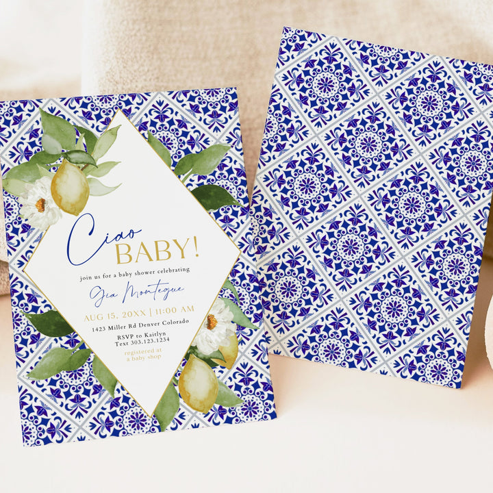 GIA Ciao Baby Mediterranean Lemon Baby Shower Invitation Suite