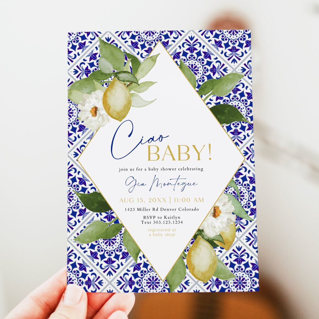 GIA Ciao Baby Mediterranean Lemon Baby Shower Invitation Suite