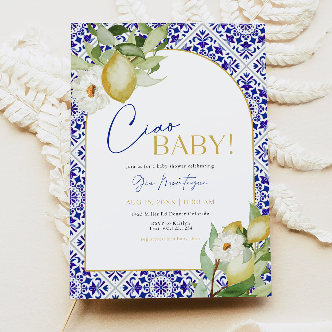 GIA Ciao Baby Mediterranean Lemon Baby Shower Invitation Suite