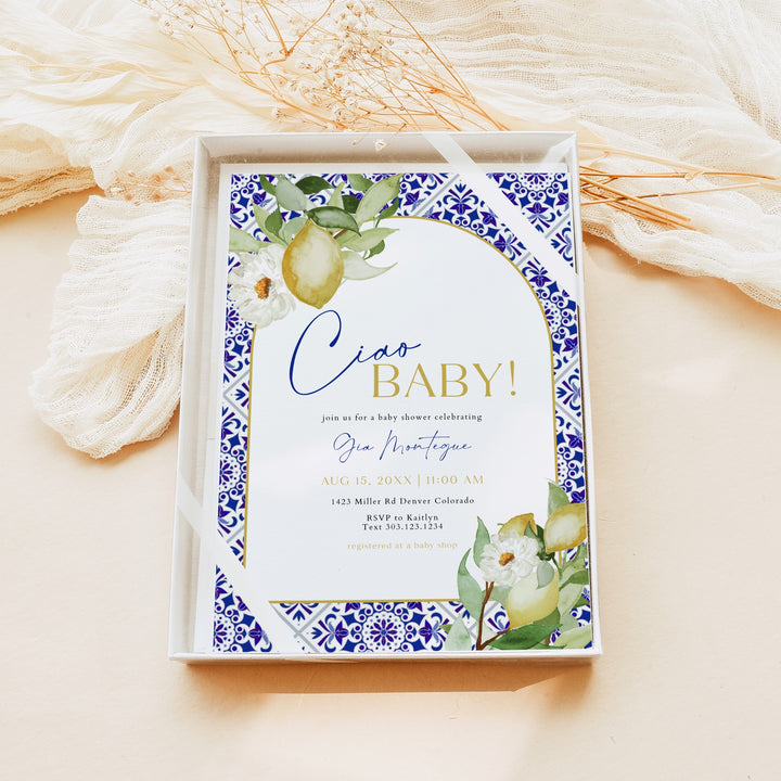 GIA Ciao Baby Mediterranean Lemon Baby Shower Invitation Suite