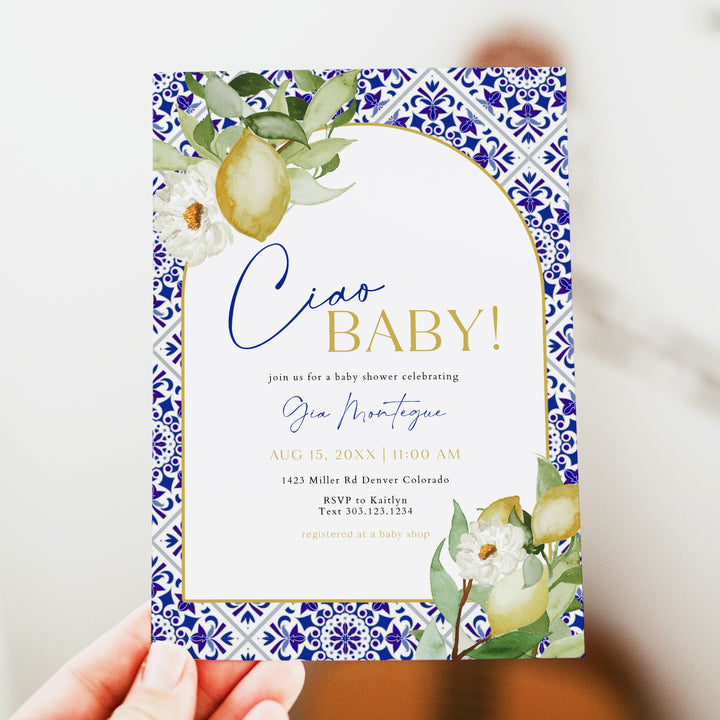 GIA Ciao Baby Mediterranean Lemon Baby Shower Invitation Suite