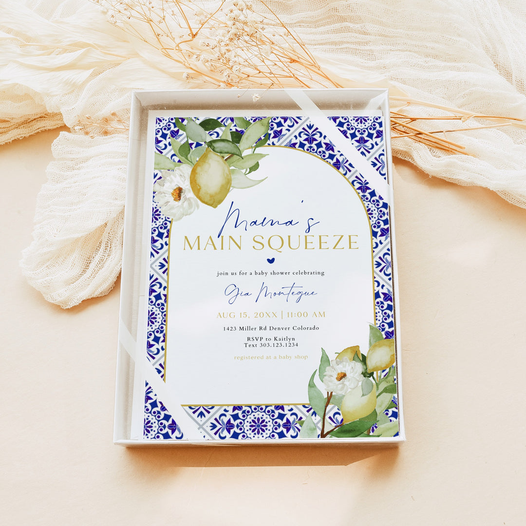 GIA Main Squeeze Mediterranean Lemon Baby Shower Invitation Suite