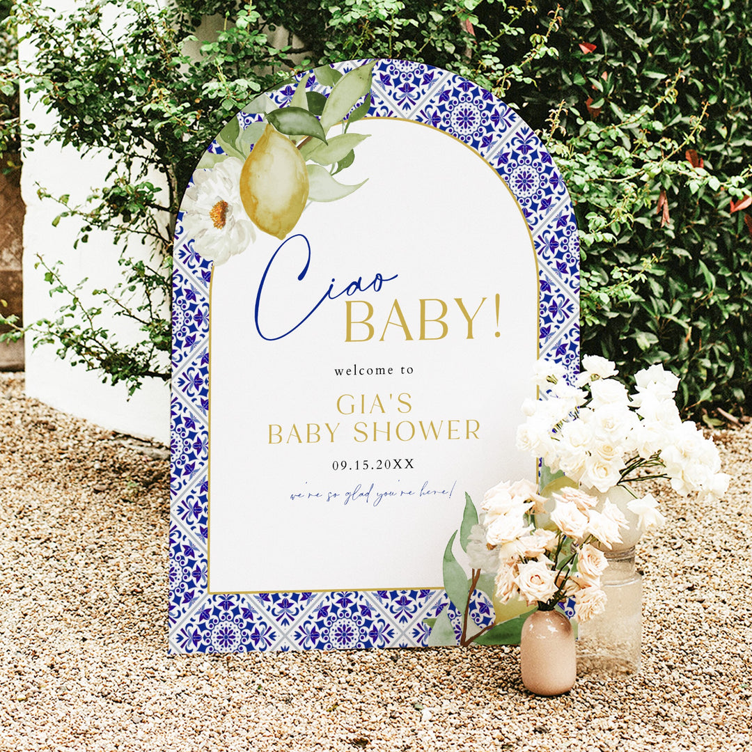 GIA Ciao Baby Lemon Mediterranean Baby Shower Welcome Sign