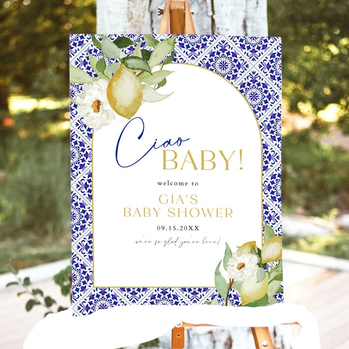 GIA Ciao Baby Lemon Mediterranean Baby Shower Welcome Sign