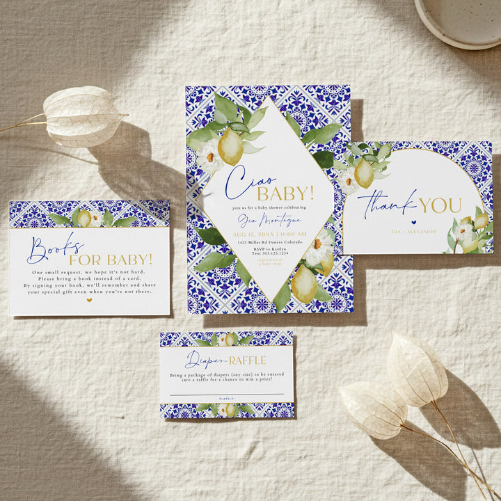 GIA Ciao Baby Mediterranean Lemon Baby Shower Invitation Suite