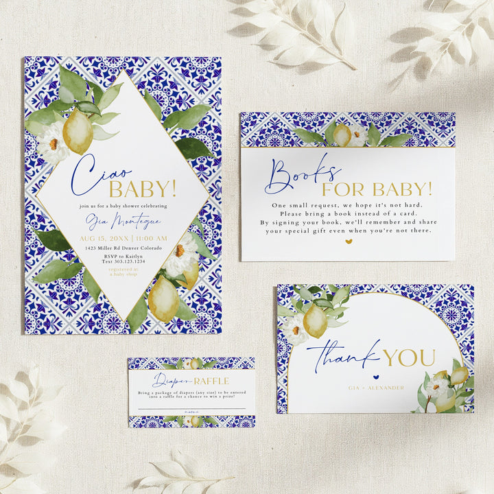 GIA Ciao Baby Mediterranean Lemon Baby Shower Invitation Suite