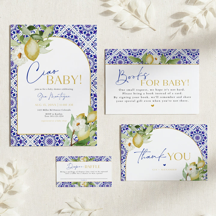 GIA Ciao Baby Mediterranean Lemon Baby Shower Invitation Suite