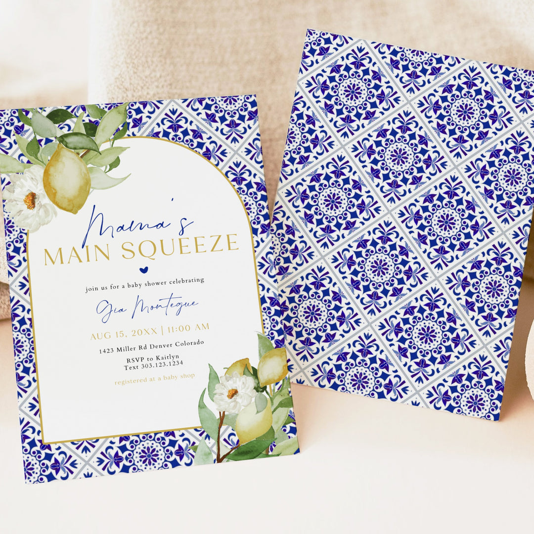 GIA Main Squeeze Lemon Mediterranean Baby Shower Invitation