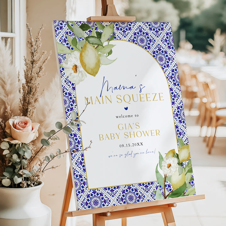 GIA Main Squeeze Lemon Mediterranean Baby Shower Welcome Sign
