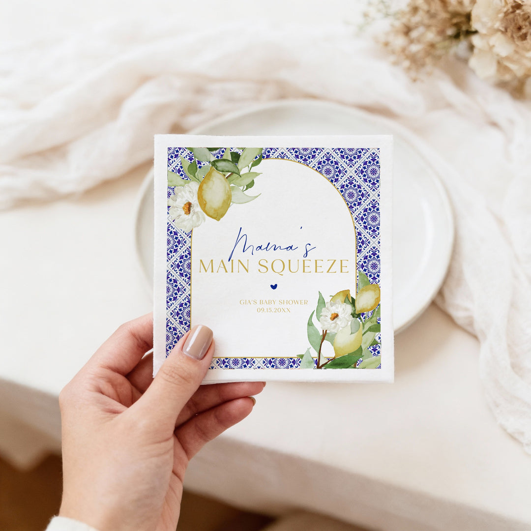 GIA Personalized Main Squeeze Mediterranean Lemon Baby Shower Napkins