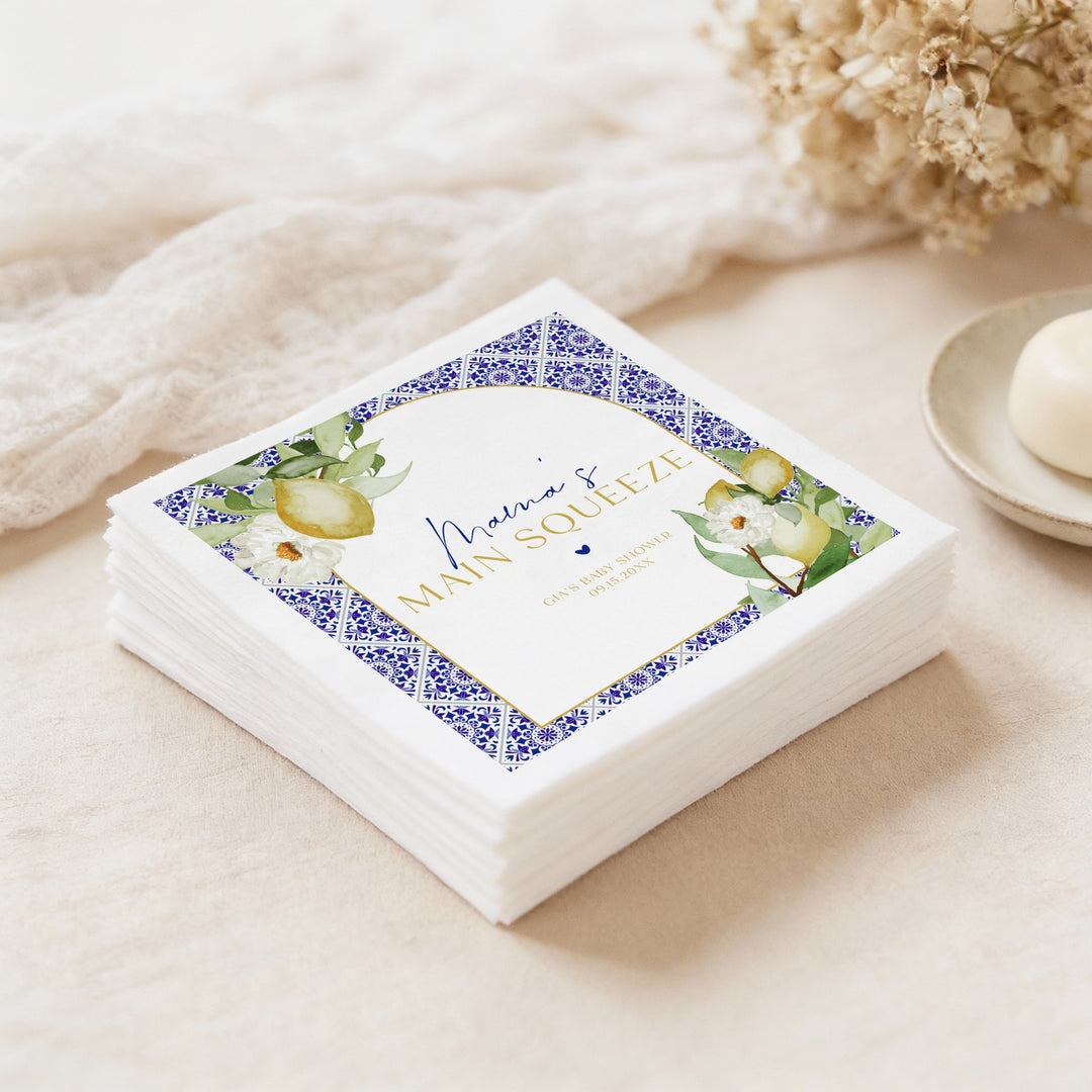 GIA Personalized Main Squeeze Mediterranean Lemon Baby Shower Napkins