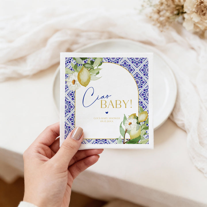 GIA Personalized Ciao Baby Mediterranean Lemon Baby Shower Napkins