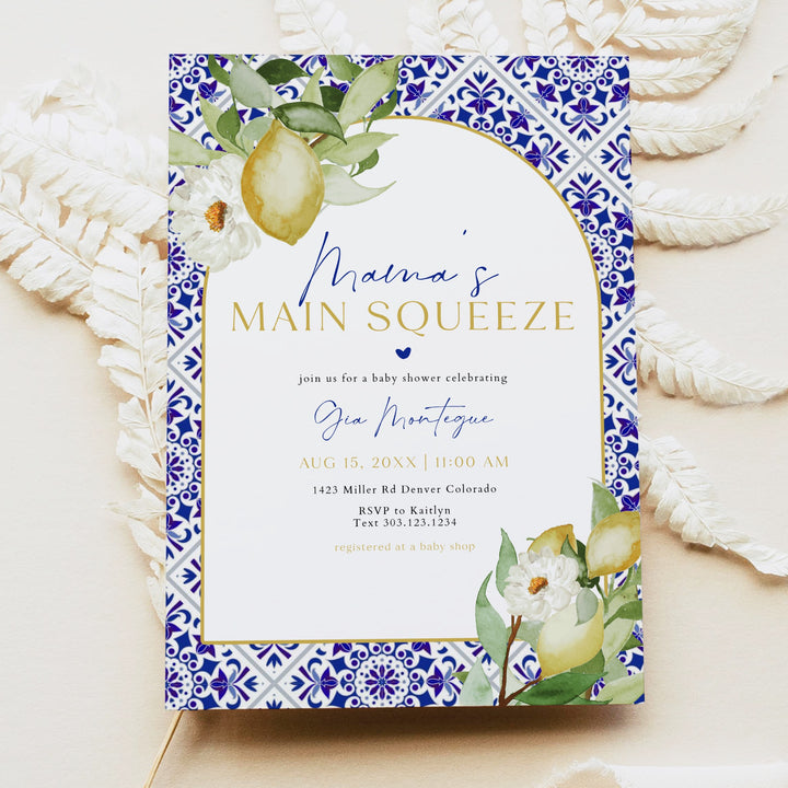 GIA Main Squeeze Lemon Mediterranean Baby Shower Invitation